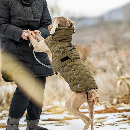 High Neck Dog Coat | Polar Fleece Lining & Reflective Winter Jacket
