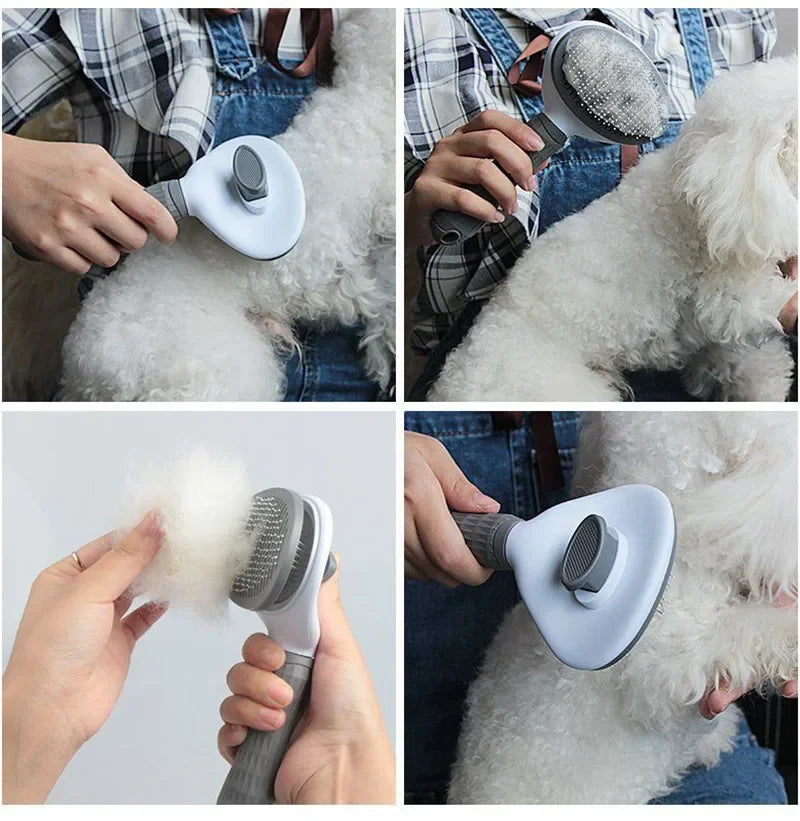 Self-Cleaning Slicker Grooming Brush – One-Click Deshedding & Massage Tool