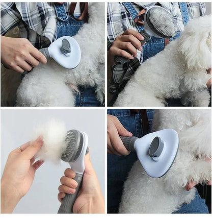Self-Cleaning Slicker Grooming Brush – One-Click Deshedding & Massage Tool
