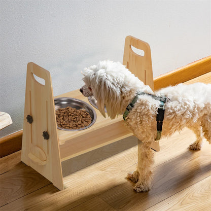 Adjustable Orthopedic Raised Feeder – Pine Wood Tilt Stand for Digestion