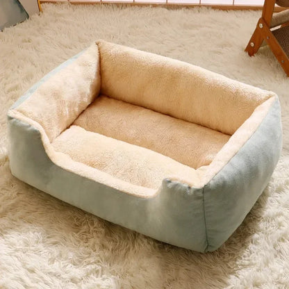Cozy Rectangular Plush Pet Bed – Scratch-Resistant & High Rebound Nest
