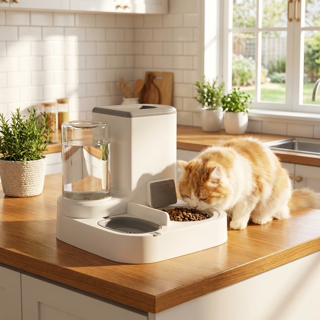 Morleyn- 2-in-1 Gravity Cat Feeder – 7-Day Food & Water Station.....