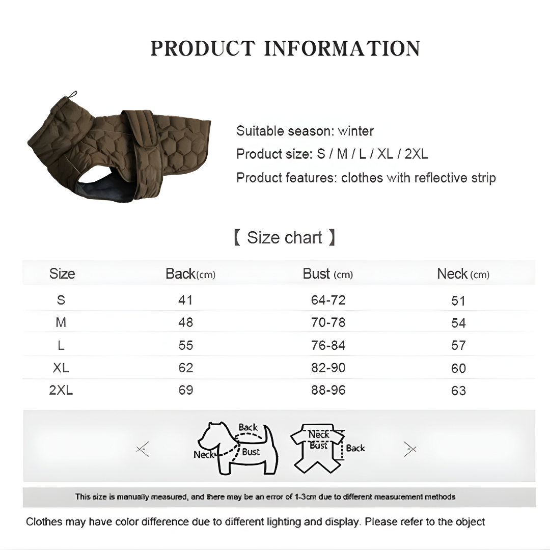 High Neck Dog Coat | Polar Fleece Lining & Reflective Winter Jacket