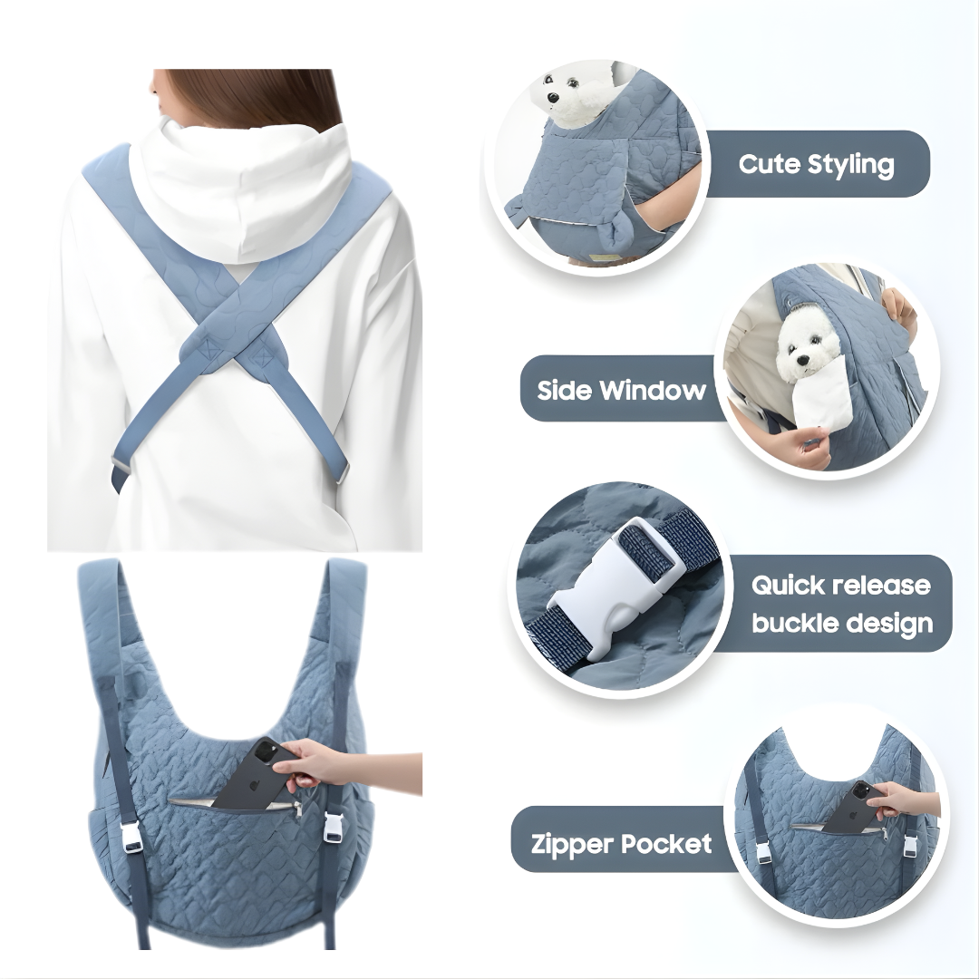 Pet Carrier with Kangaroo Pocket | Quilted Design for Small Dog & Cat